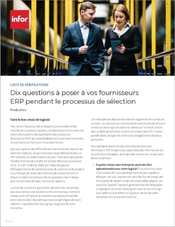 th 10 questions to   ask your ERP vendors during the selection process Checklist French