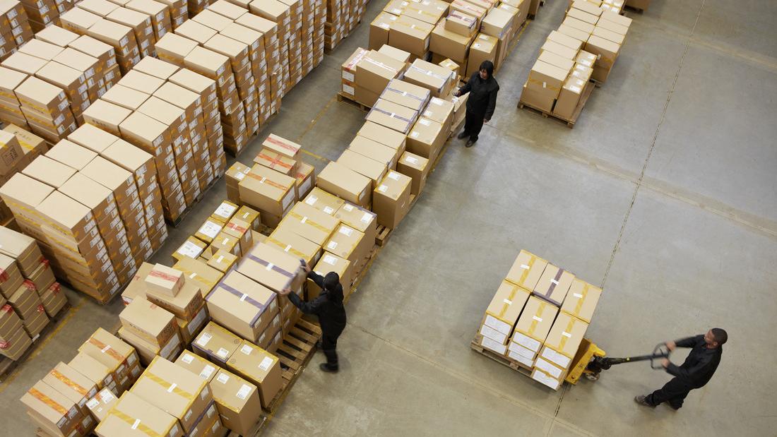 Boxes in a warehouse