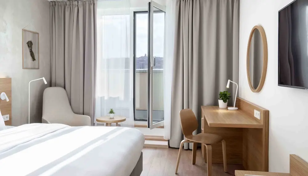 Boutique hotel room with a balcony