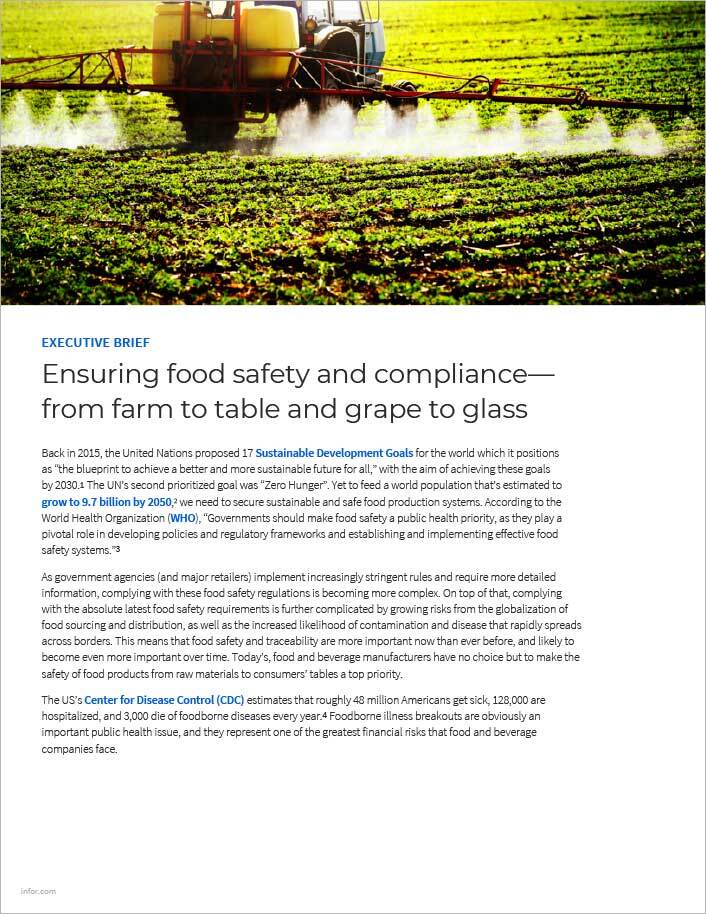 Ensuring  food safety and compliance from farm to table and grape to glass Executive
Brief English