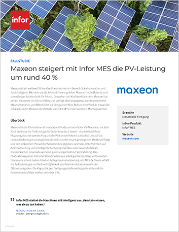 Maxeon increases solar PV output by   approximately 40 with Infor MES Case Study German 457px