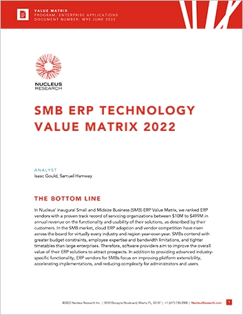 th Nucleus Research SMB ERP Technology   Value Matrix 2022 Analyst Report English 1