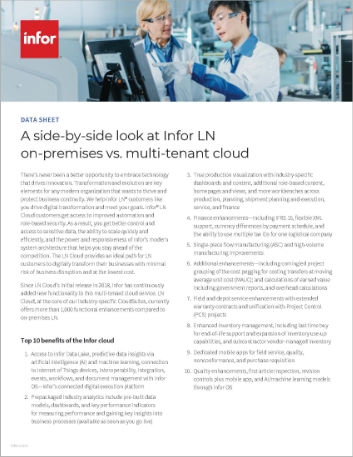 A side-by-side look at Infor LN v10.7 on-premises vs. multi-tenant cloud-Data Sheet-English