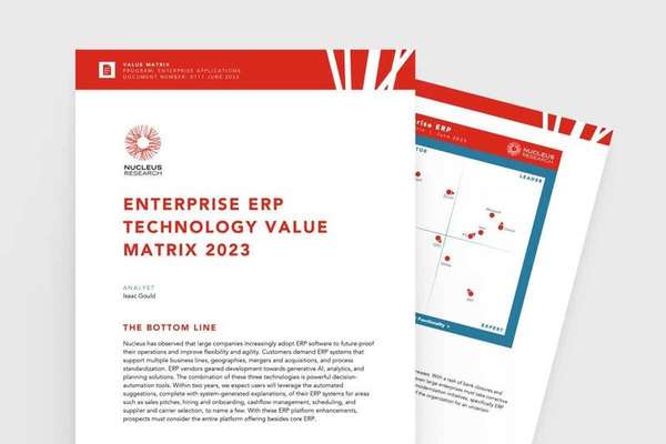 Nucleus Research Enterprise ERP Technology Value Matrix 2023