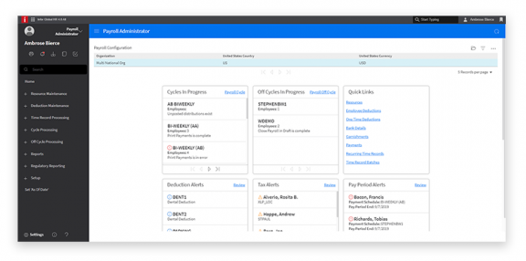 Payroll admin screen