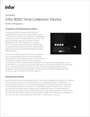 Infor 800 Time Collection Device Data Sheet English