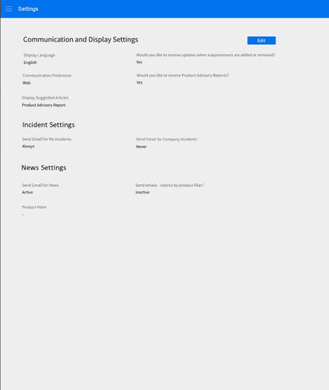 View Communications and Display Settings