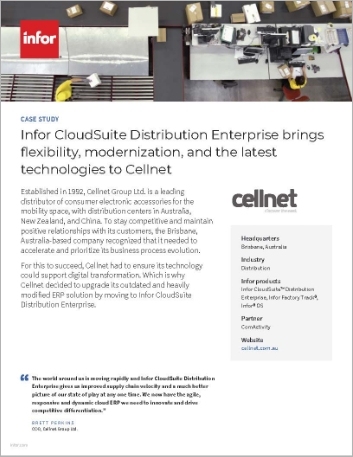 Cellnet Group Ltd Case Study Infor CloudSuite Distribution Enterprise Distribution   APAC English