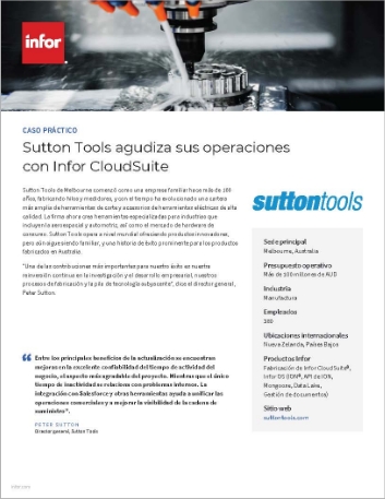 Sutton Tools sharpens operations with  Infor CloudSuite Case Study Spanish LATAM 457px