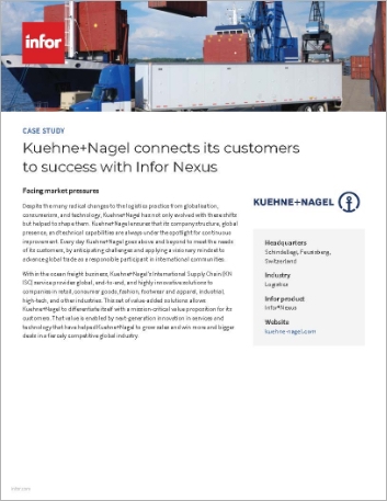 Kuehne Nagel Case Study Infor Nexus Contract Logistics EMEA English UK