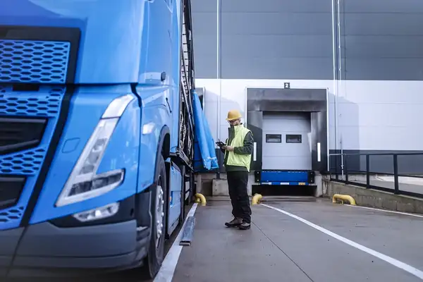 Warehouse receiver using TMS software on a tablet