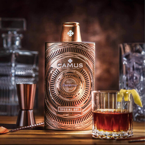 Camus cognac bottle glasses Maison Camus