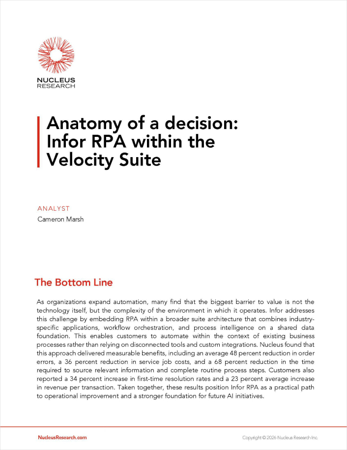 Nucleus Research - Anatomy of a decision: Infor RPA within the Velocity Suite
