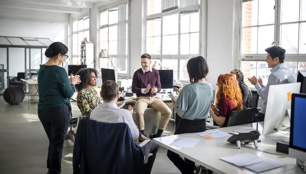 Colleagues meeting about AI solutions