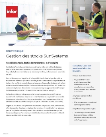 th SunSystems Inventory Data Sheet French