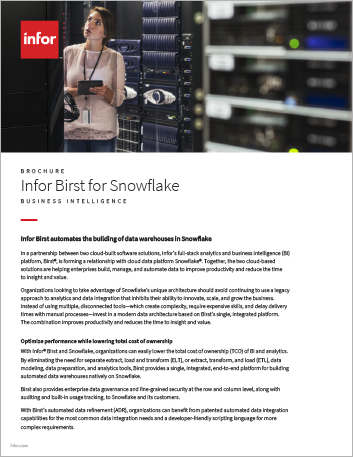 Infor Birst for Snowflake Brochure English