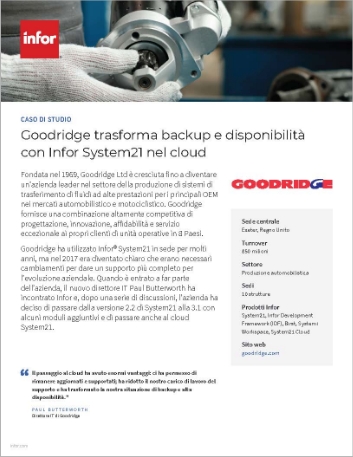 Goodridge transforms backup and
  availability with Infor System21 in the Cloud Case Study Italian 457px