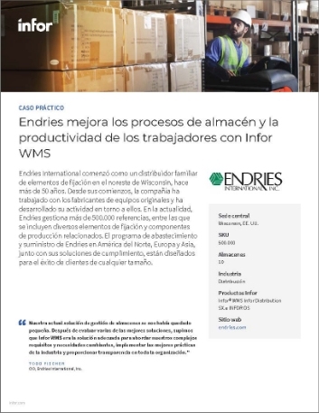 th Endries improves warehouse processes and worker productivity with Infor WMS Case Study Spanish LATAM 457px