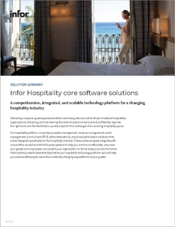 Infor Hospitality core software solutions Solution Summary   English   