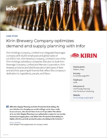 Kirin Brewery Company optimizes demand and supply planning with Infor Case Study English