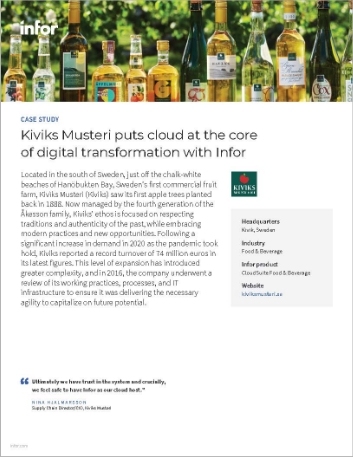 Kiviks Musteri puts cloud at the core of digital transformation with Infor Case Study English