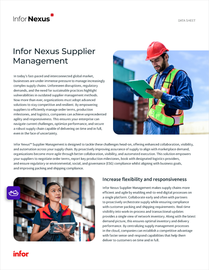 Infor Nexus Supply Management Data Sheet
  English 457px