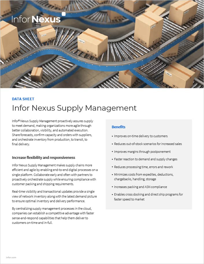 Infor Nexus Supply Management Data Sheet
  English 457px