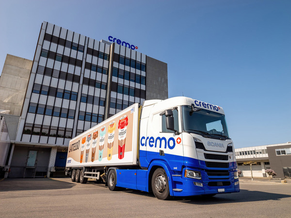 delivery truck outside creamery factory 