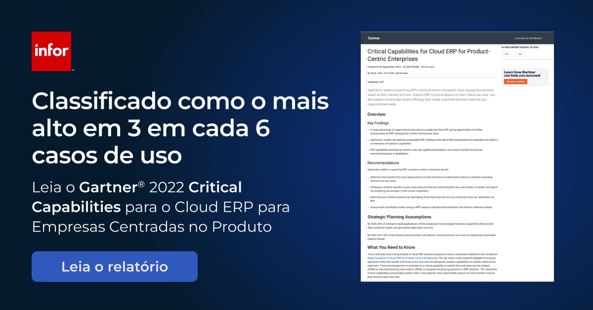 Capacidades críticas no ERP Relatório do analista do Gartner