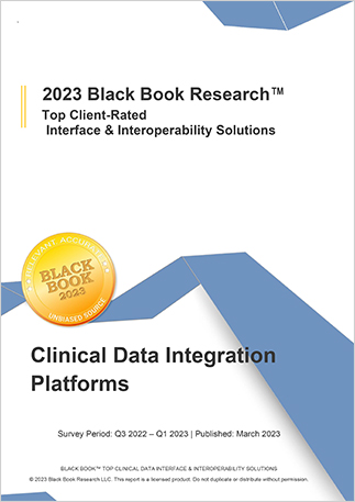 2023 年 Black Book Research トップクライアント評価  インターフェースおよび相互運用性ソリューションアナリストレポート 英語 457px