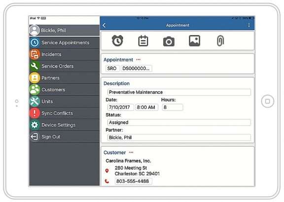 Service rental built into ERP system