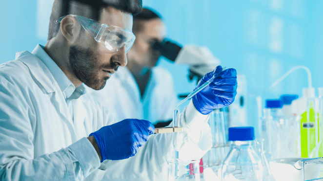 Scientist testing a drug in a lab