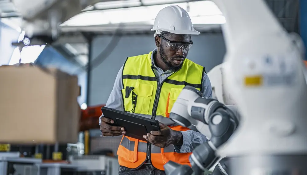 Manufacturing facility using AI-driven analytics to monitor and optimize operations