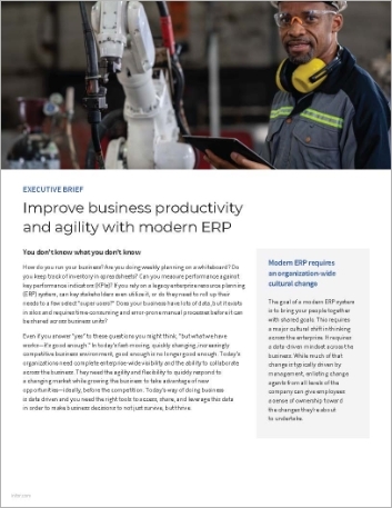 Improve business productivity and agility wimodern ERP Manufacturing Executive Brief
  English