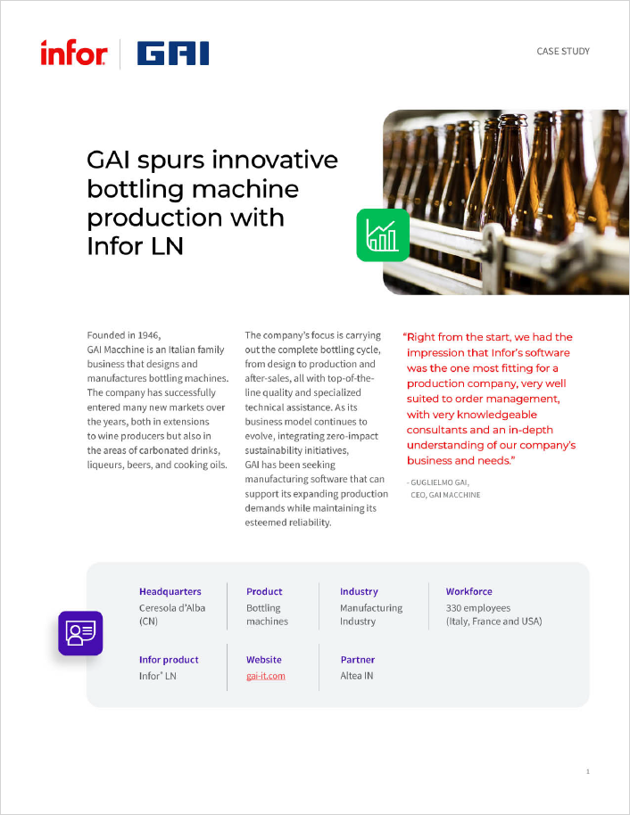 GAI spurs innovative bottling machine
  production with Infor LN Case Study English 457px