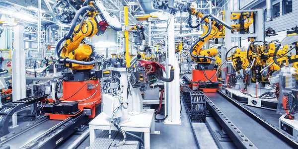robot arm technology  factory plant Bkgrd mono Auto