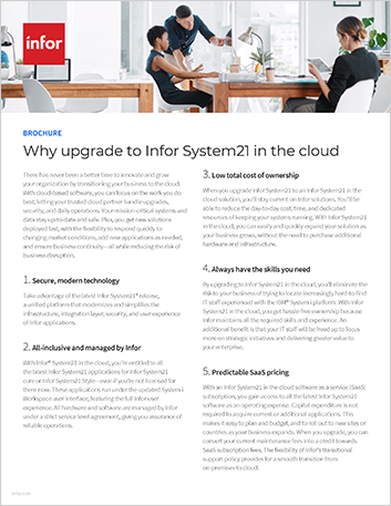 Why upgrade to Infor System21 in the cloud