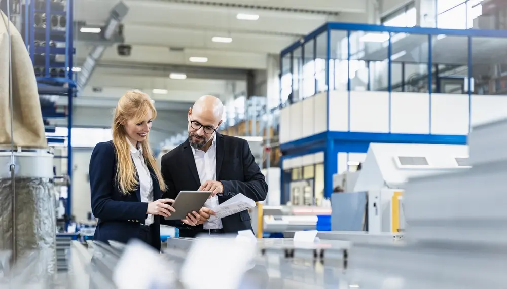 Business woman sharing results with a colleague