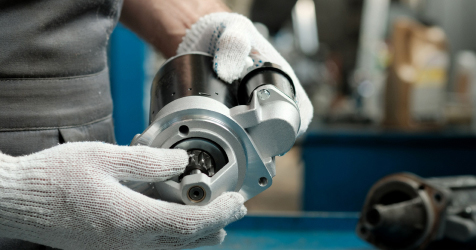 Auto part undergoing inspection in a plant 