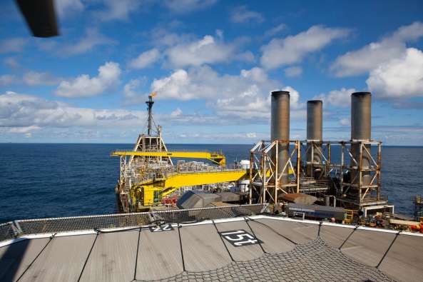 photo from the deck of an oil tanker in the ocean