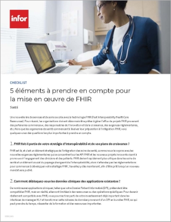th 5 things to consider for FHIR   enablement Checklist French France