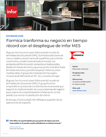 Formica achieves business transformation   in record time wiInfor MES deployment Case Study Spanish Spain 457px