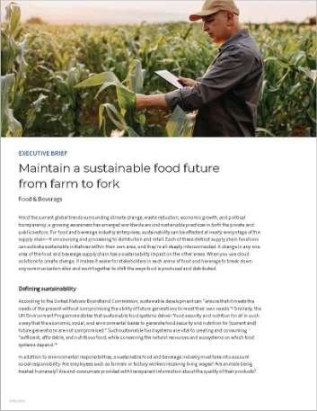 Maintain a sustainable food future from farm to fork Executive Brief English