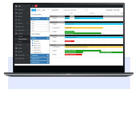 Infor Marketing Resource Management calendar screen