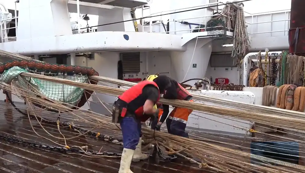 Workers on a fishing boat