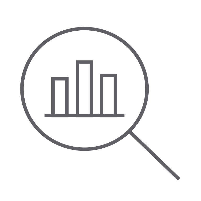 Data-search, magnifying glass, inspect, chart, graph