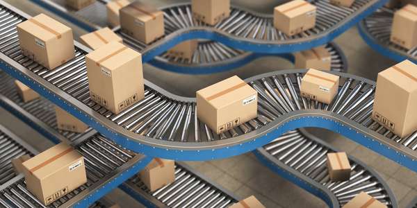 1046521978
  distribution supplychain boxes SCM warehouse conveyorbelt rendering
  background Getty