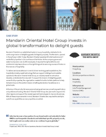 Mandarin Oriental Hotel Group invests in global transformation to delight guests Case Study Eng