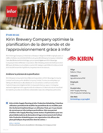 th Kirin Brewery Company optimizes demand   and supply planning with Infor Case Study French France