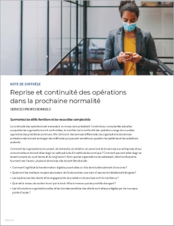 th Recovery and business continuity in   the next normal Executive Brief French France